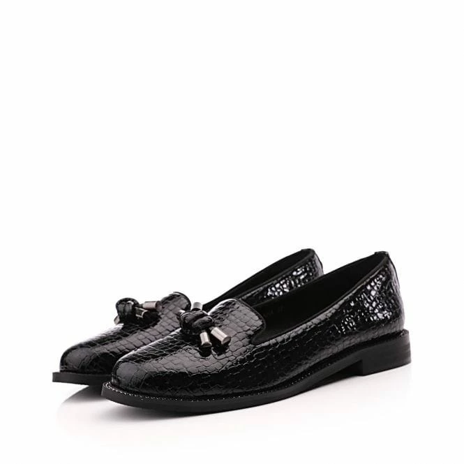 Elaina Black Patent Mocc Croc 4 Elaina Black Patent Mocc Croc - Image 2