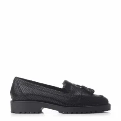 Eliona Black Snake Print Leather