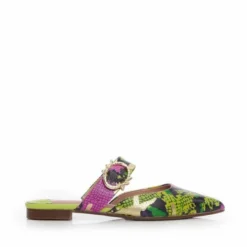 Florally Lime Green Snake Print Leather