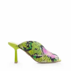 Laryssa Lime Green Snake Print Leather